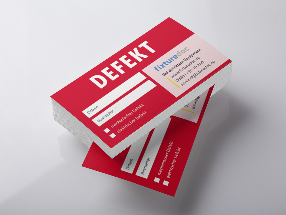 Jetzt kostenlos 50 Etiketten erhalten! Fixture Doc Defekt-Etiketten